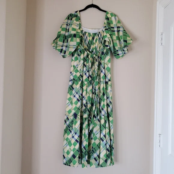 Faithfull the Brand Falabelle tiered checked cotton-poplin midi dress Size L - Picture 2 of 13